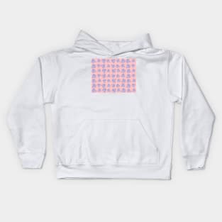 Blue Retro Bicycle Pattern on Pink Background Kids Hoodie